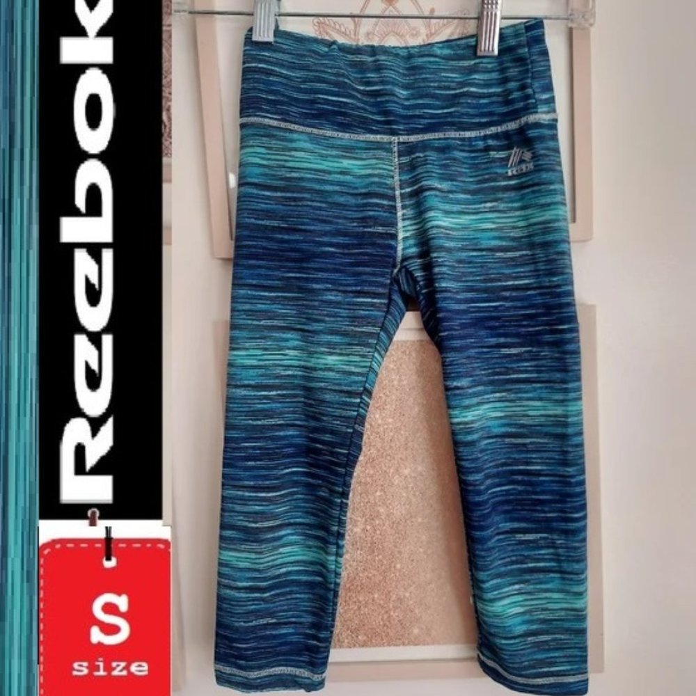 🎁 10/$25 Reebok leggings,  size small 7/8, blue and teal